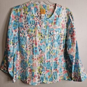 Ruby Rd Watercolor Pastels Button Front Jacket Career Casual Elegant Party Sz 10
